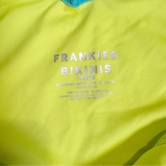Frankies Bikinis Siren Enzo Terry Bottom Size Large New NWT Neon Green Blue - Picture 10 of 10